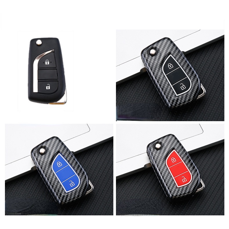 Vỏ Bọc Chìa Khóa Bằng Hợp Kim Sợi Carbon Cho Toyota Rav4 Camry altis VIOS WISH CHR Prado Yaris Toyota Hilux Revo Innova Rav4 Fortuner Altistis