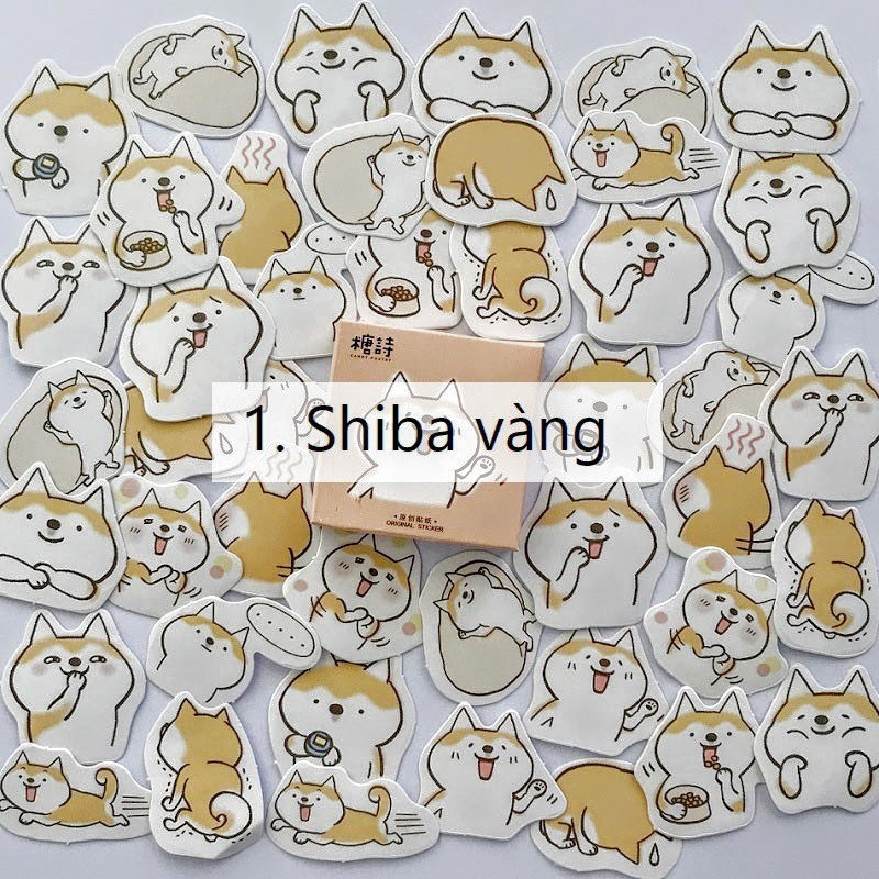 [ QUÀ TẶNG ] Set 4 sticker hình cún đáng yêu dán laptop, mũ bảo hiểm, vali, tủ, bàn học