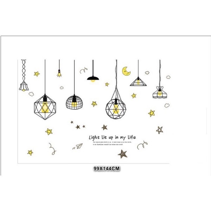Decal giấy dán tường - hoạ tiết đèn vàng