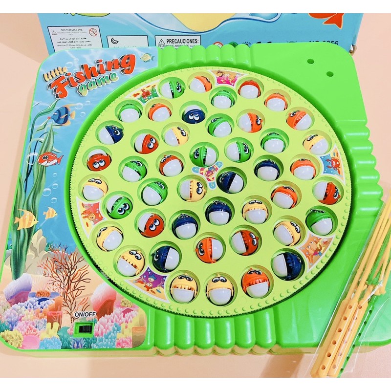 Bộ đồ chơi câu cá trong phòng cho bé - đĩa xoay phát nhạc - loại nhỏ gồm 24 cá 4 cần câu
