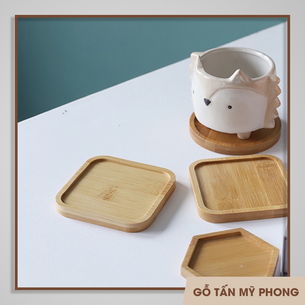 Khay gỗ đựng bình sữa, cà phê, chậu hoa phong cách Nhật Bản | Lót ly gỗ