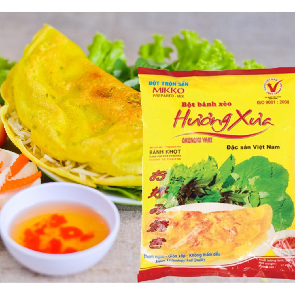 Bột Bánh Xèo 500g.Bột trộn sẵn Mikko Hương Xưa.Bánh Mỏng.Giòn Tan.Không ngấm dầu.Hương vị quê hương.