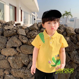 Mcbb 7-23 kg 100% cotton áo thun bé trai áo polo bé trai cổ trụ áo phông bé trai áo cộc tay trẻ em