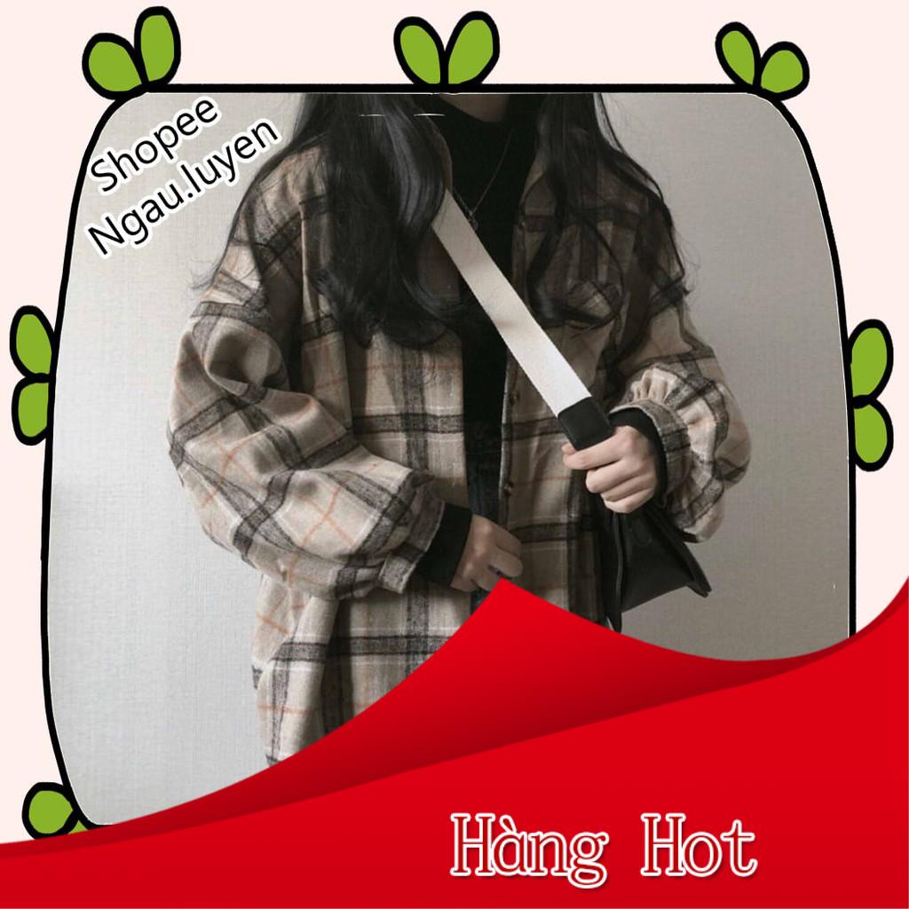A022 Áo sơ mi caro dài tay nam nữ đẹp thu đông dáng rộng retro, áo khoác ngoài chống nắng kẻ ô oversize