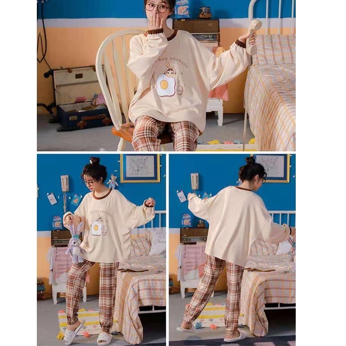 Bộ Đồ Ngủ Nữ Mặc Nhà Vải Co Giãn 4 Chiều Quần Áo Dài Tay Pijama Váy Ở Nhà Mùa Hè Xuân Thu Đông Dễ Thương Kute Giá Rẻ | BigBuy360 - bigbuy360.vn