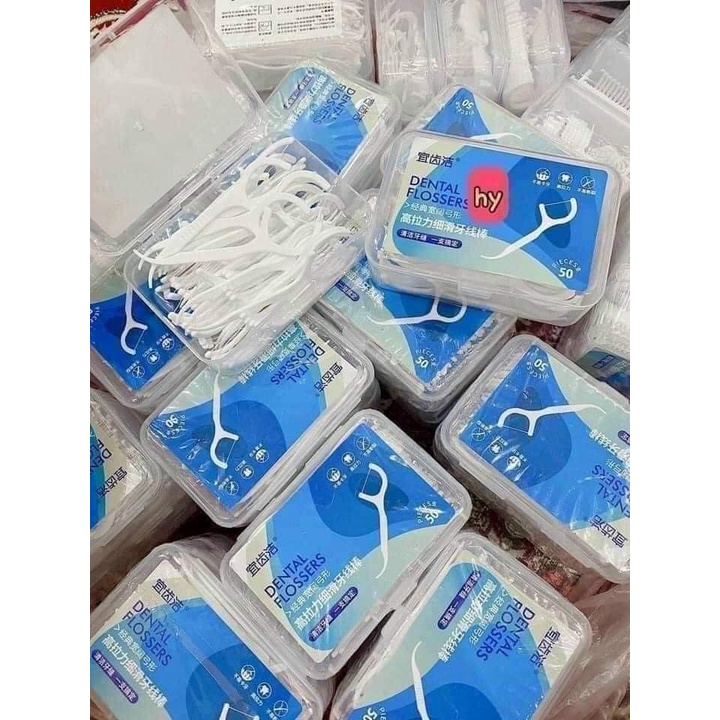 Hộp 50 Chiếc Tăm Chỉ Nha Khoa Sợi Chỉ Mảnh