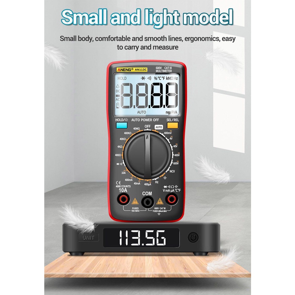 LAKAMIER Đồng Hồ Vạn Năng Kỹ Thuật Số Thông Minh ANENG AN113C / E Tự Động Thay Đổi AC / DC