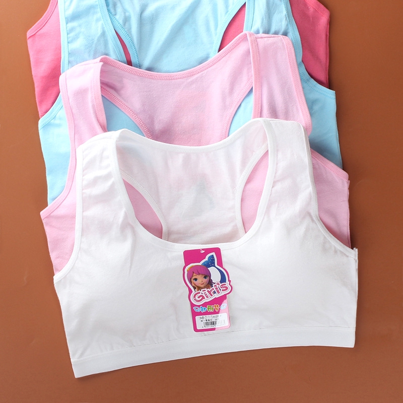 Áo Ngực Cotton Mềm Màu Trơn Dễ Thương Cho Nữ Tuổi Dậy Thì 8-16 Tuổi