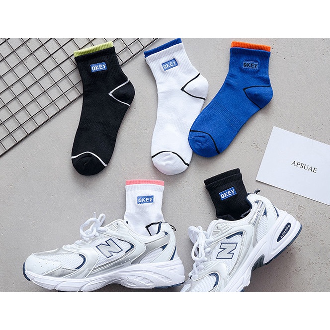 Vớ Unisex chữ OKEY cổ lửng nhiều màu, phong cách thể thao, năng động.