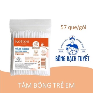 Tăm bông trẻ em - bông bạch tuyết cho bé 57 que/ gói - Tomchuakids