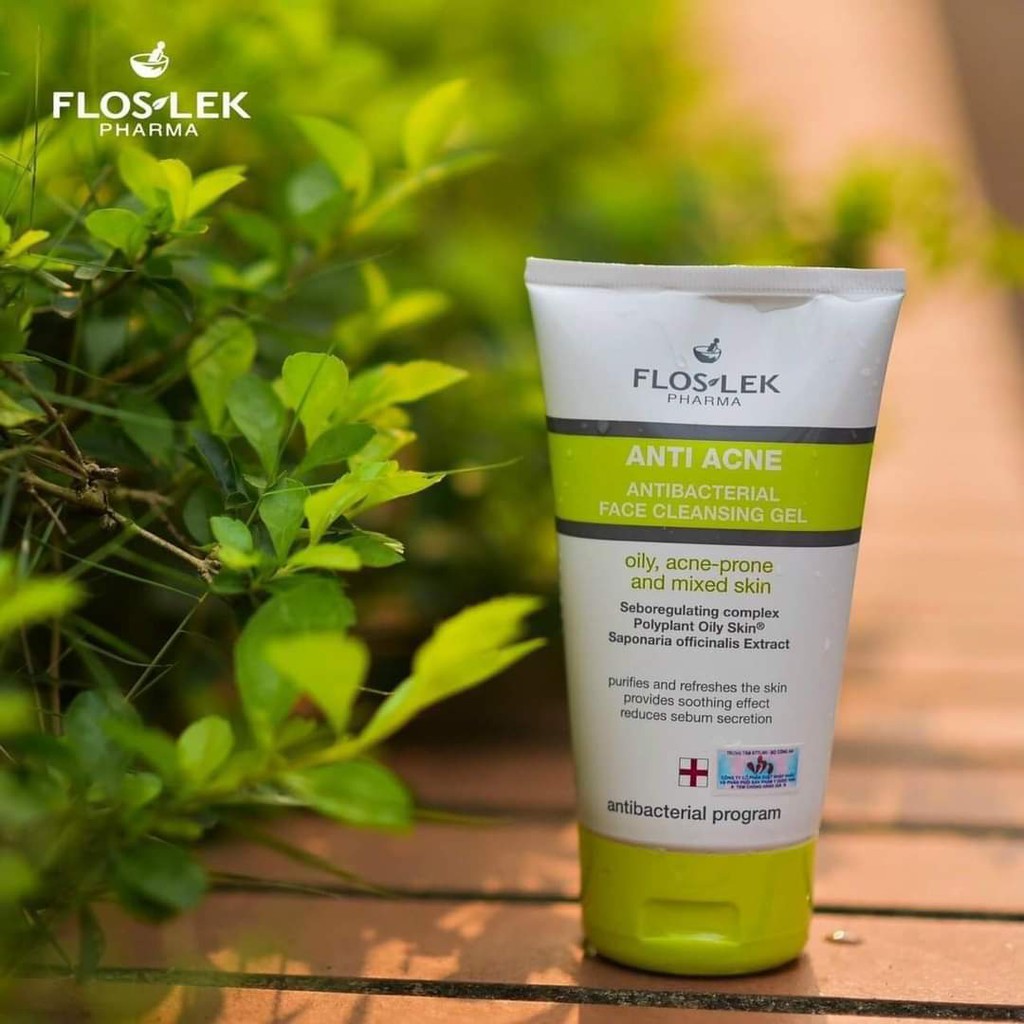 Sữa Rửa Mặt Floslek Dạng Gel Cho Da Nhờn Mụn Anti Acne Bacterial Face Cleansing Gel 125ml-200ml