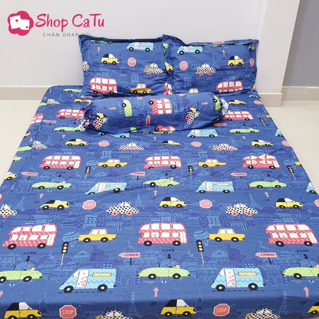 Bộ ga giường 1m6 1m8 x 2m mẫu Ô TÔ⚡️1 drap + 2 áo gối - CAISHOPQUEN🎁TẶNG QUÀ🎁