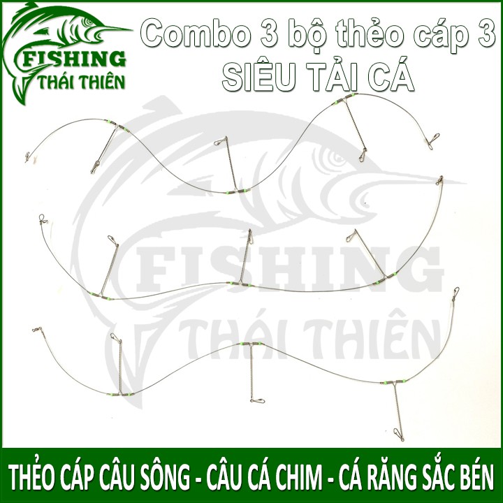 Combo 3 bộ thẻo cáp 3 câu sông, cá chim cá răng sắc bén