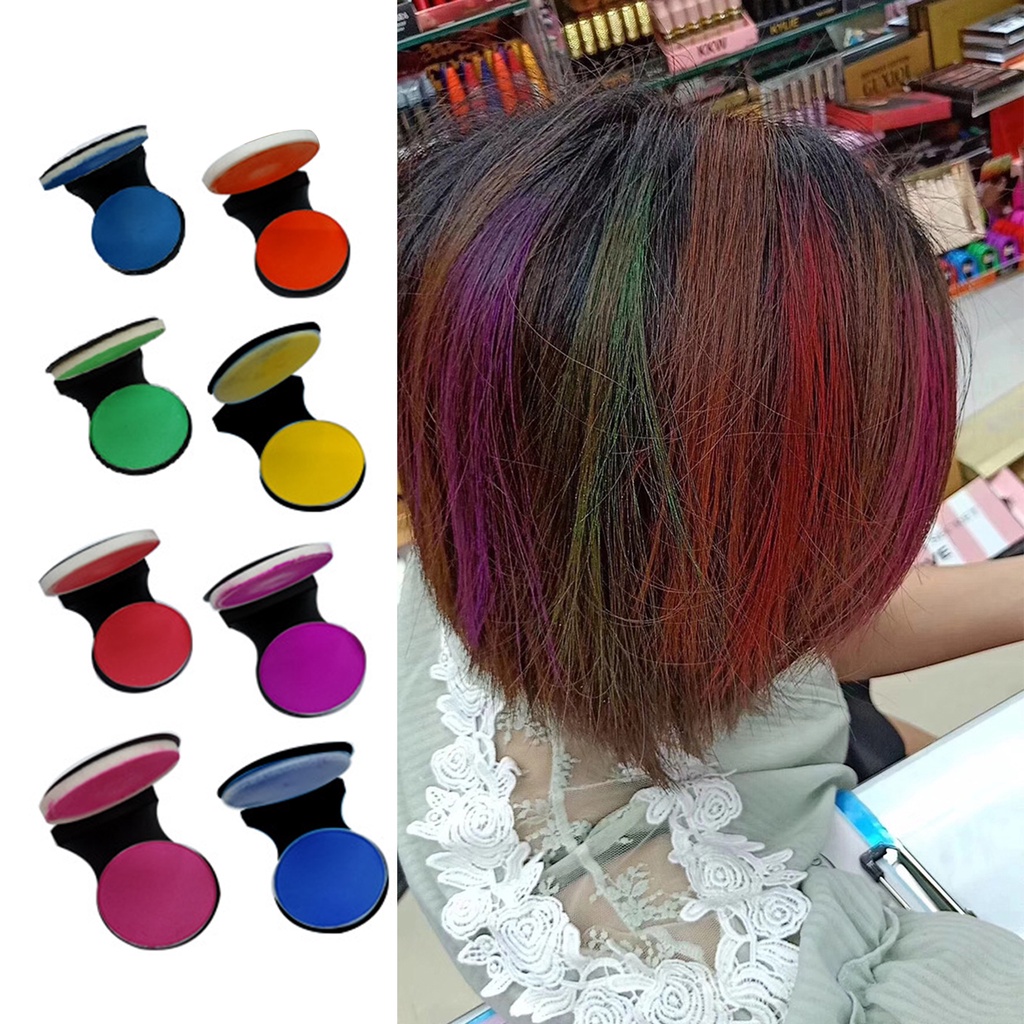 [Hàng mới về] Bộ 8 hũ phấn nhuộm tóc tạm thời 3g tan trong nước dùng một lần nhiều màu sắc giúp tự tạo kiểu tóc