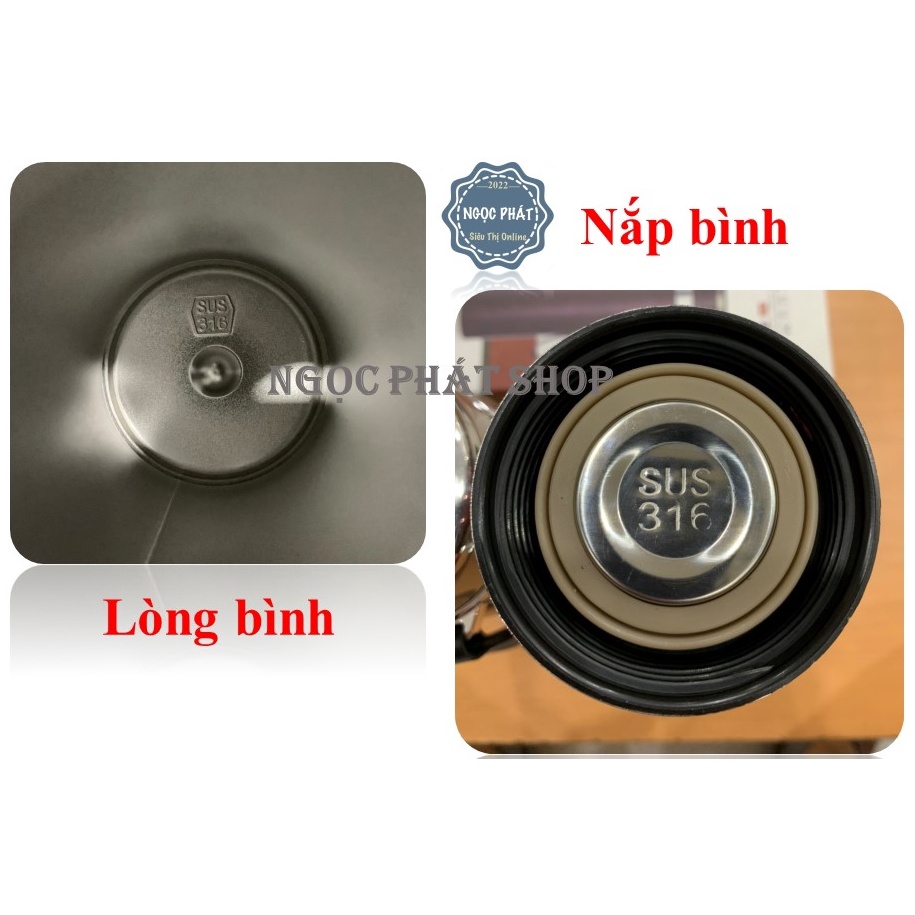Bình Nước Giữ Nhiệt - Ruột Inox 316 Giữ Nóng Lạnh Lâu, Vỏ 304 Dày Không Rỉ, Sạch Anh Toàn