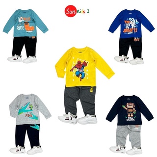 Bộ quần áo thu đông cho bé trai sz 2-7 tuổi , đồ bộ dài tay cho bé, chất cotton co giãn mềm mịn - SUNKIDS1