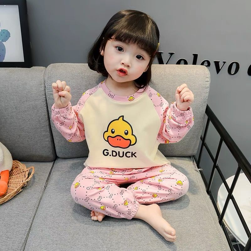 [Hàng Mới Về] Bộ Đồ Ngủ Cotton Dài Tay Thoải Mái Thoáng Khí Phong Cách Phương Tây Cho Bé