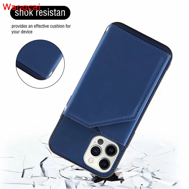 Ốp điện thoại da có ví đựng thẻ và giá đỡ màu trơn thích hợp cho iPhone 12 11 Pro Max XS Max XR X