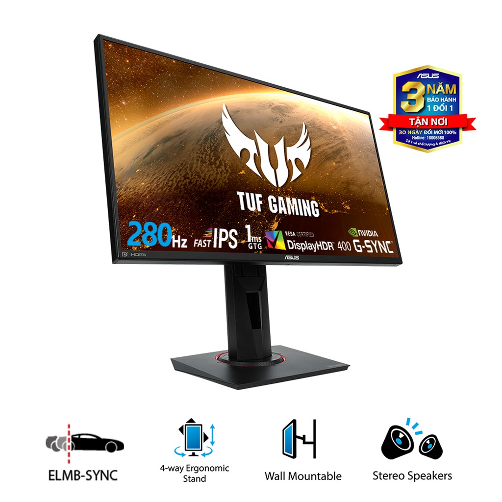 Màn Hình Game ASUS VG259QM 24.5 inch IPS 280Hz 1ms GSYNC Loa Hàng Chính Hãng