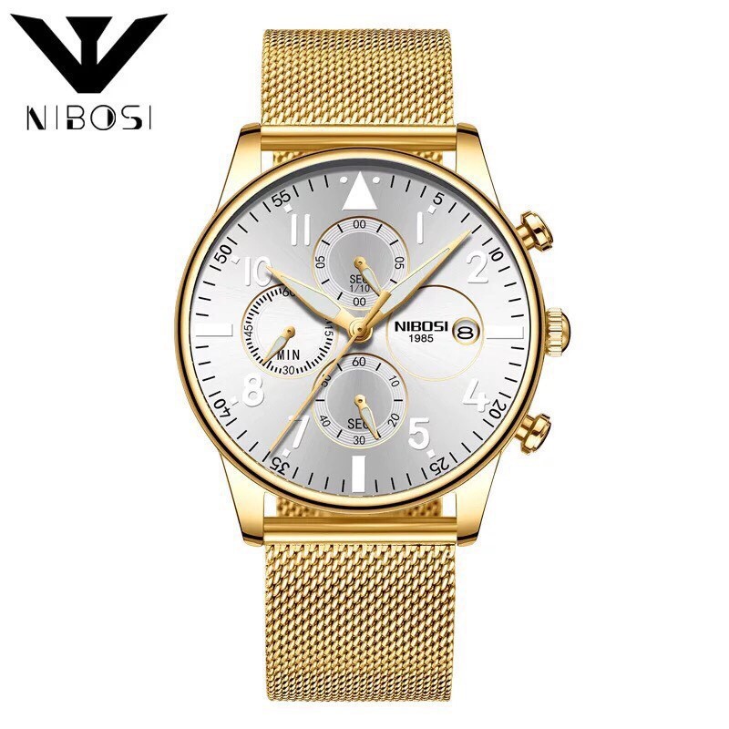 (Siêu Sale) Đồng hồ nam NIBOSI chính hãng cao cấp dây lưới chạy full 6 kim hàng cực tốt full box (hàng sale) | BigBuy360 - bigbuy360.vn
