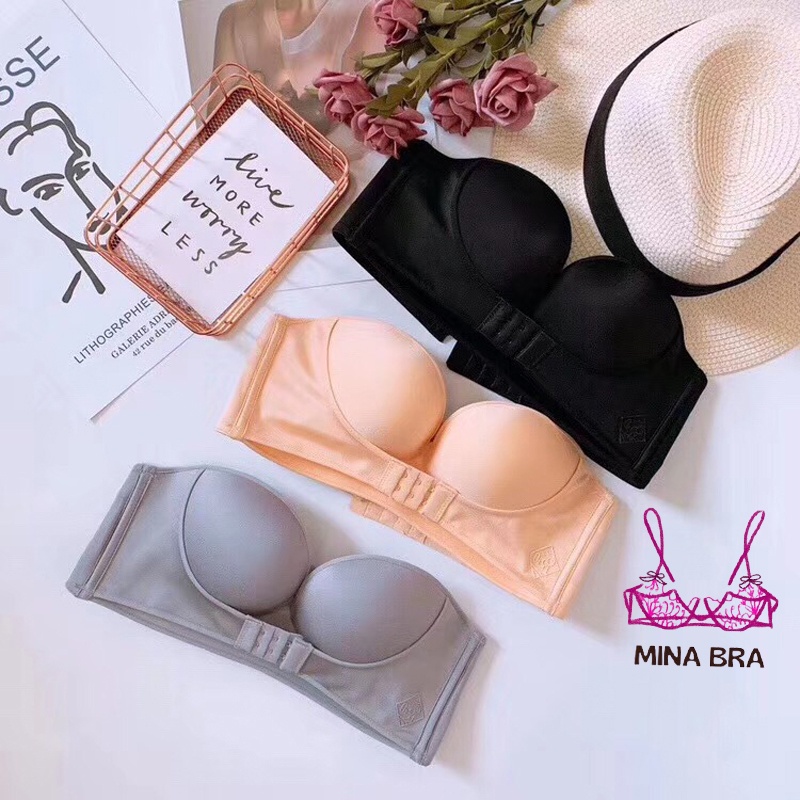 Áo Cup Ngực Cài Trước Mặc Áo Hở Vai Thời Trang MINABRA Áo Ngực Không Dây Chống Tụt Tạo Khe ACN01 | BigBuy360 - bigbuy360.vn
