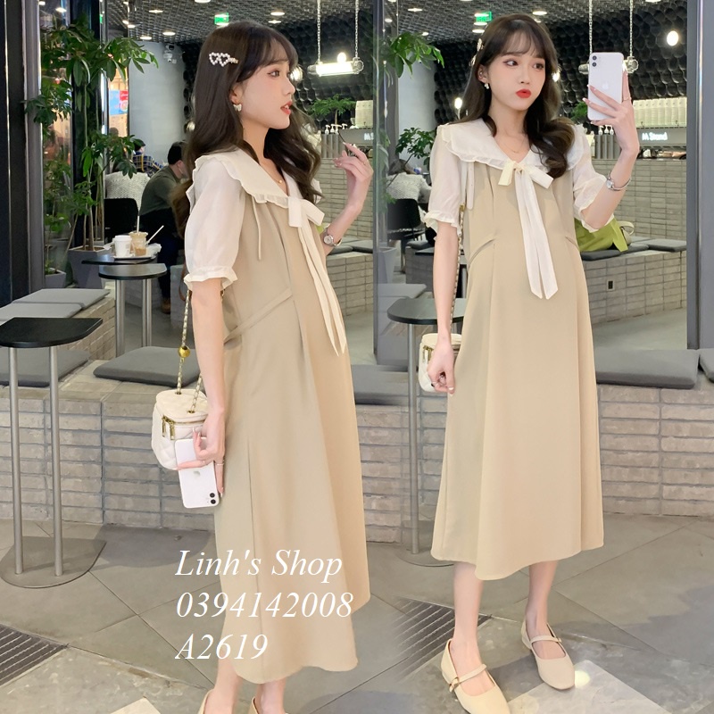 Váy Bầu Đầm Bầu Sơ Mi Hè A2619
