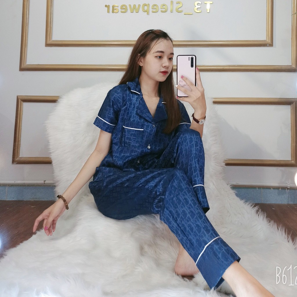 Đồ bộ set lụa gấm áo tay ngắn và quần dài nhiều màu