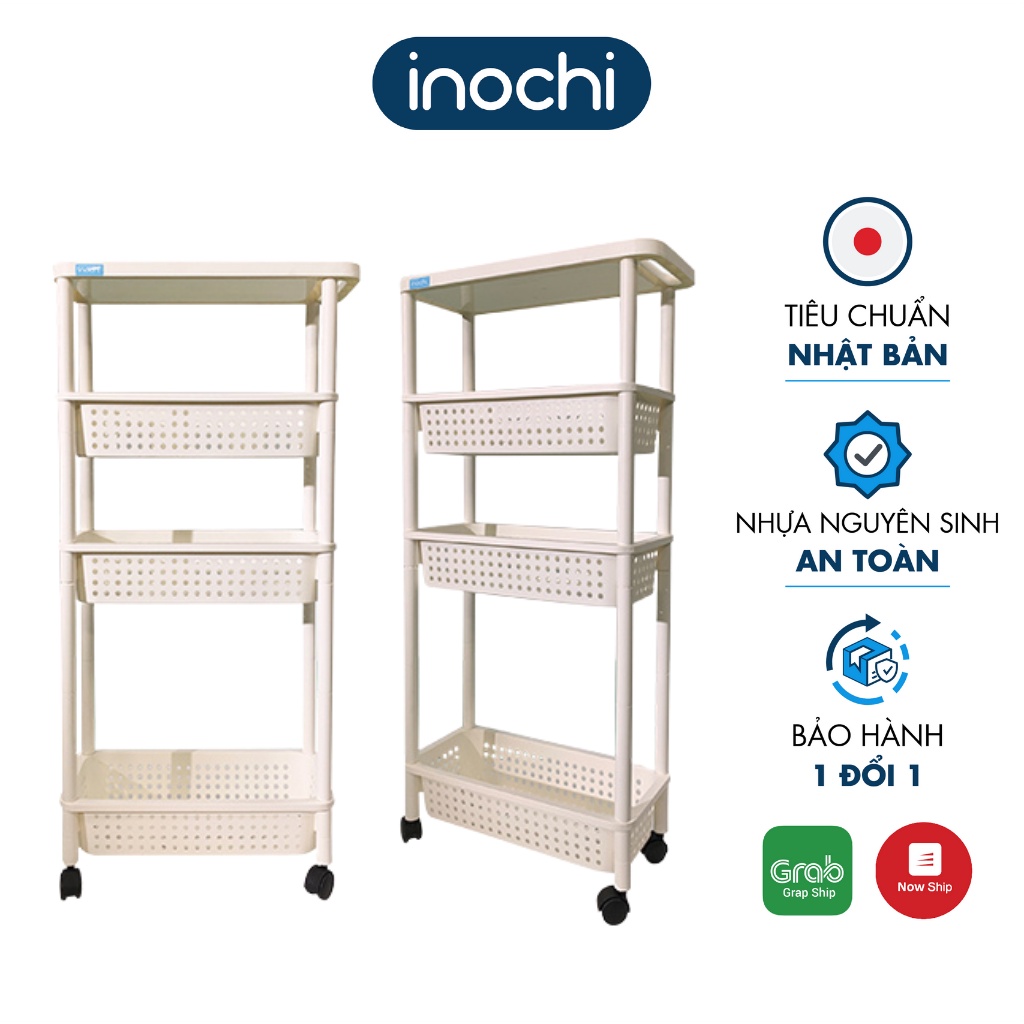 Kệ Di Động 4 Tầng INOCHI Có Bánh Xe Di Chuyển Phù Hợp Đặt Kệ Nhà Tắm, Phòng Bếp