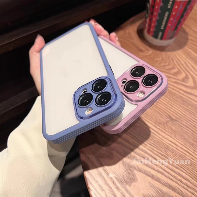 Ốp Điện Thoại Silicon Mềm Trong Suốt Chống Sốc Có Vòng Nhẫn Kim Loại Sang Trọng Cho IPhone 12 13 Pro Max