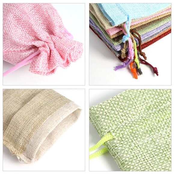 Túi Dây Rút Đựng Quà Giáng Sinh/Sinh Nhật Bằng Vải Lanh