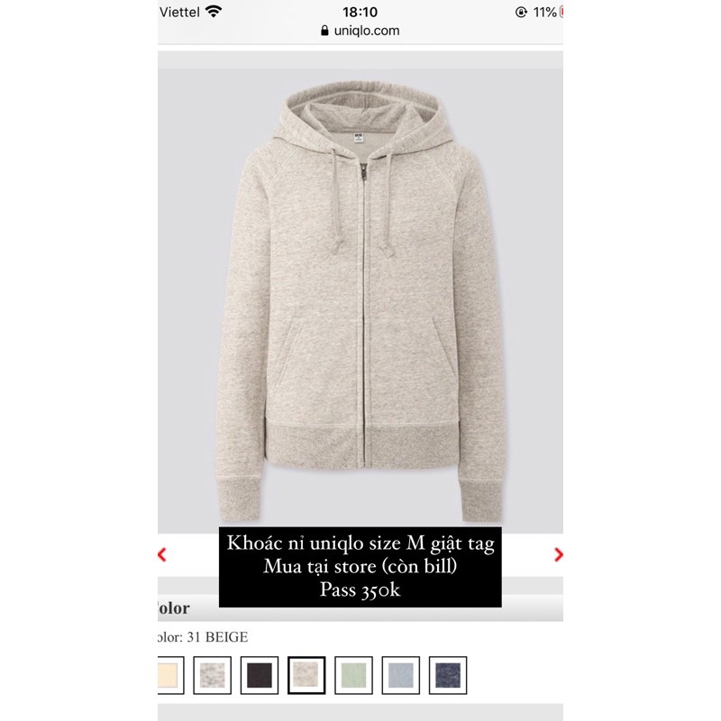 áo khoác nỉ uniqlo