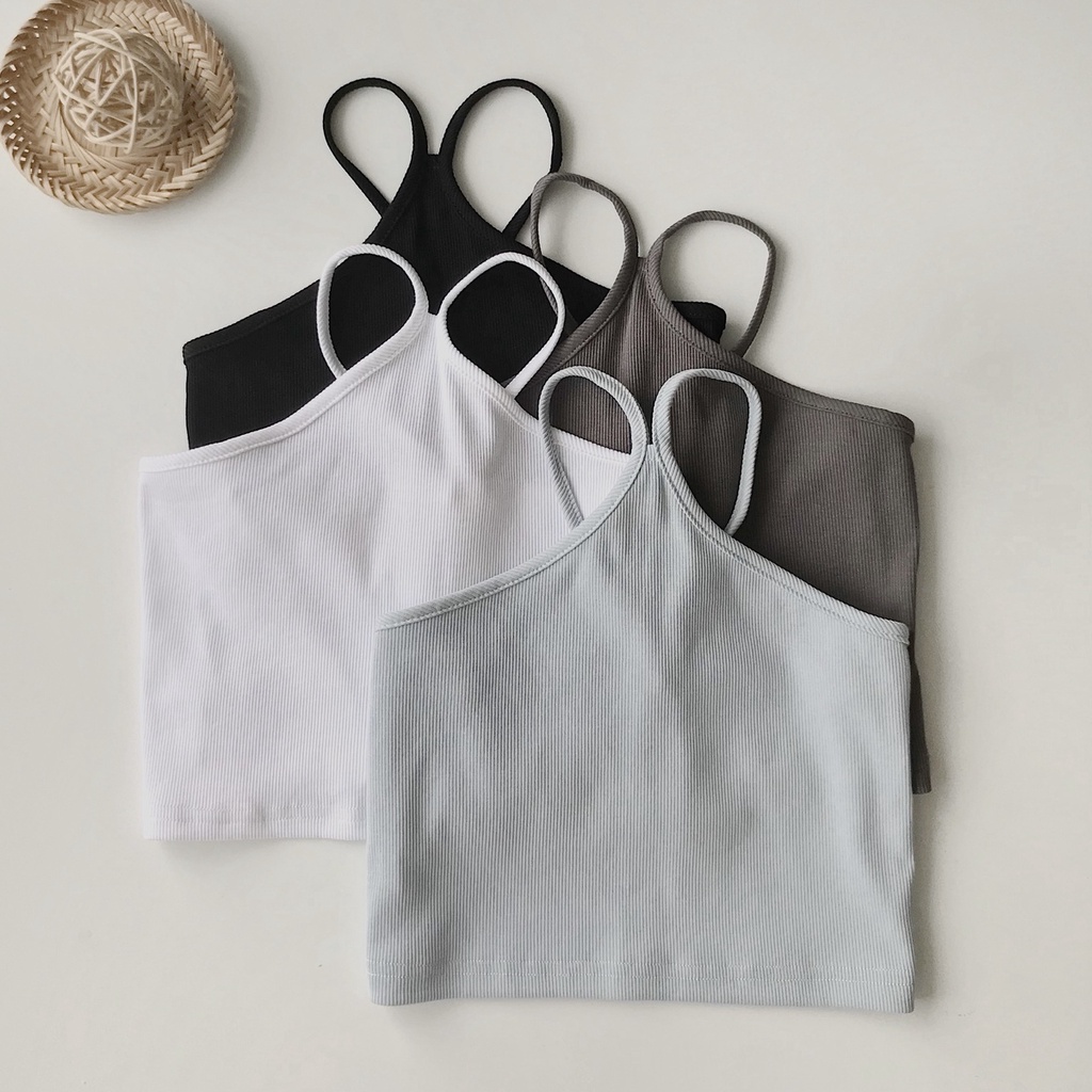 Áo 2 dây Nữ Xinh JEM CLOSET Chất Gân Tăm Co Giãn Thiết Kế Dáng Yếm Nhiều Màu Phối Đồ Siêu Sexy MONE 10383