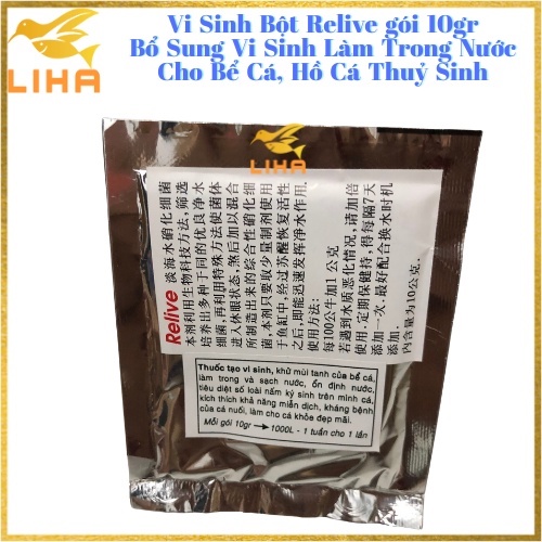 Vi Sinh Bột Relive gói 10gr - Bổ Sung Vi Sinh Làm Trong Nước Cho Bể Cá, Hồ Cá Thuỷ Sinh