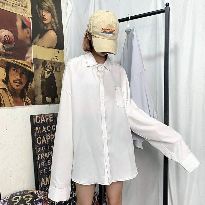Sơ mi Unisex viền chỉ ( Trắng, Đen )