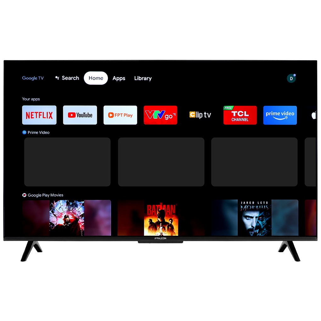43U62 - Google Tivi iFFALCON 4K 43inch 43U62 - 4K  Tìm kiếm giọng nói trên YouTube, Giao hàng miễn phí HCM