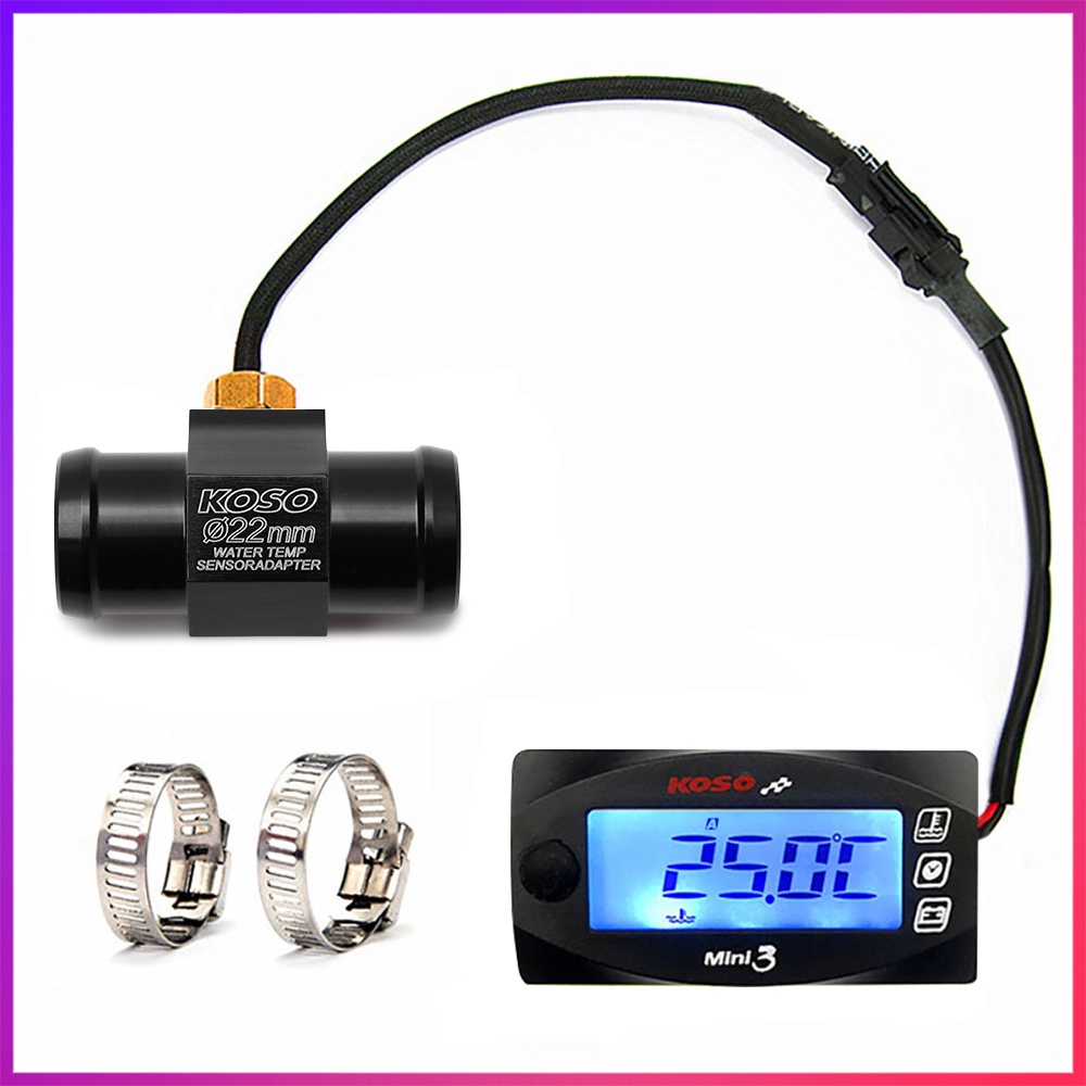Xe máy KOSO Mini 3 trong 1 LED Đồng hồ kỹ thuật số Nhiệt độ Đồng hồ đo Đồng hồ