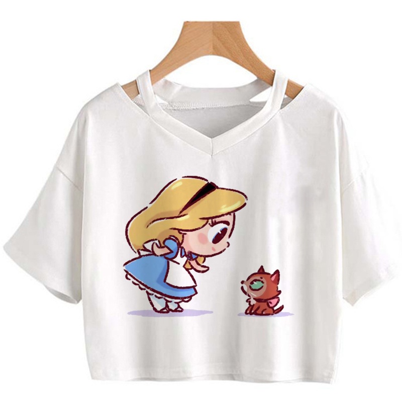 Áo Thun Tay Ngắn In Hình Công Chúa Disney Dễ Thương Cho Nữ
