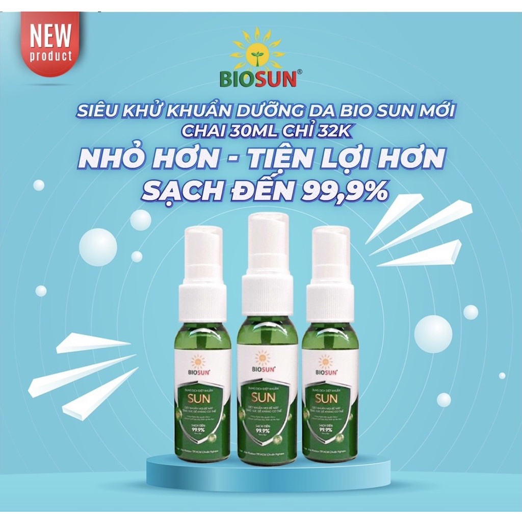 Nước rửa tay khô, dung dịch sát khuẩn, khử mùi nhà vệ sinh, chế phẩm sinh học nano bạc BIOSUN - Happy Life 4U