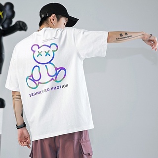 Áo phông thun unisex form rộng tay lỡ,áo thun phông hình gấu phản quang oversize sp009 - t9.streetwear