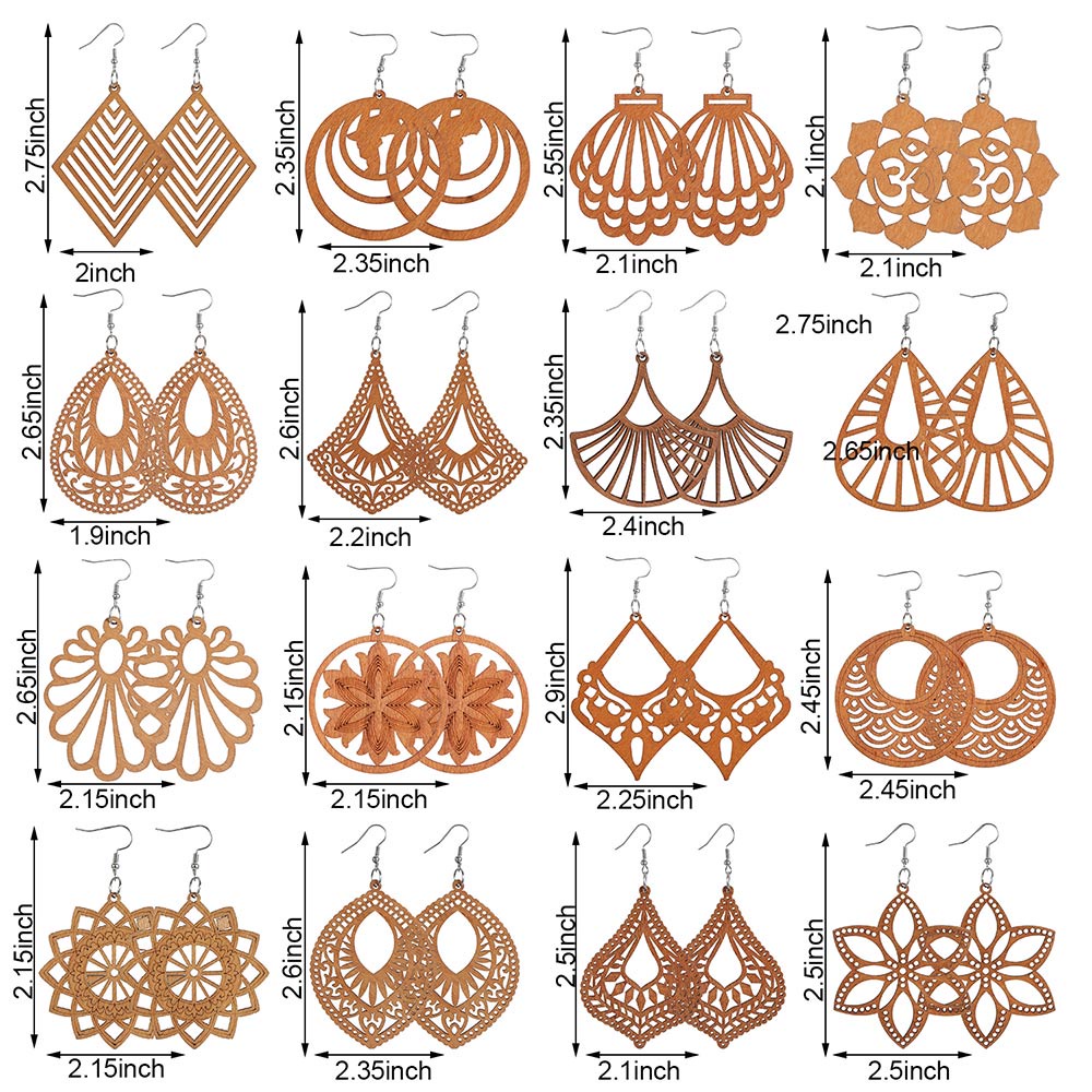 Khuyên tai gỗ thủ công DIY phong cách Bohemian Châu Phi độc đáo