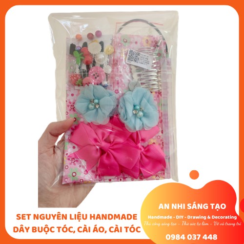 Set nguyên liệu làm Dây buộc tóc,Cài áo, Cài tóc bé gái