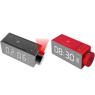Projection Alarm Clock Bluetooth Speaker With Wireless Charging Diy Ringtone,One