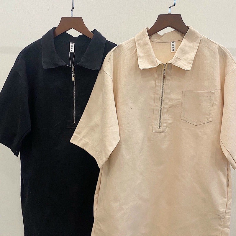 ĐẦM KAKI POLO DRESS form suông rộng oversize style hàn xẻng chất kaki dày dặn có 2 túi bên hông items basic
