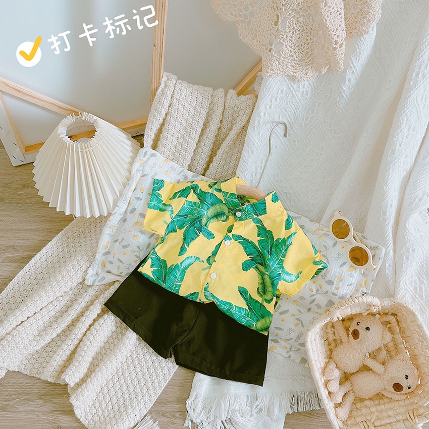 Bộ Quần Áo Trẻ Em Cộc Tay Đũi Đi Biển 2 In Hình Dứa Chuối Dễ Thương Cho Bé Từ 7-19kg Mã CT58