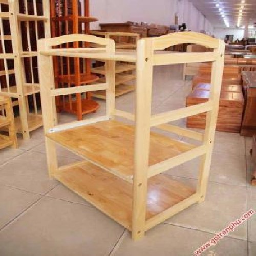 Kệ đa năng 3 tầng gỗ cao su, có bánh xe | BigBuy360 - bigbuy360.vn