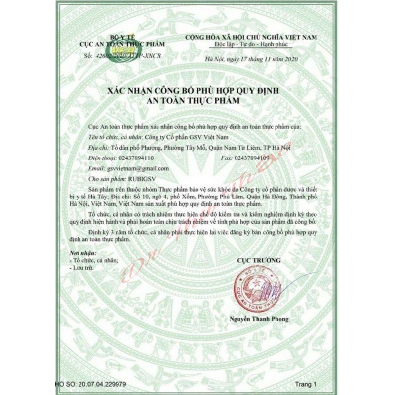 Viên uống đẹp da, chống lão hóa, giảm nám, tàn nhang Rubi GSV bổ sung vitamin và dưỡng chất cho da  60v