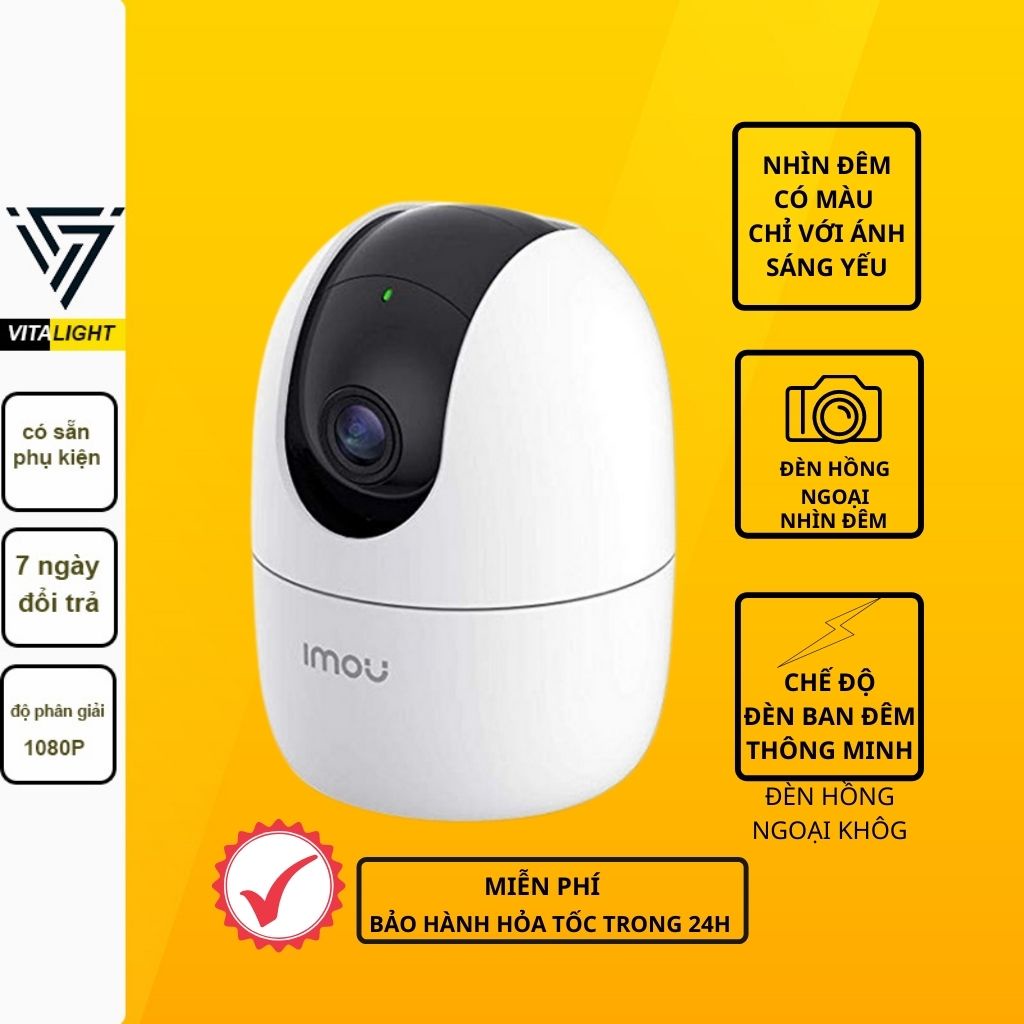 Camera wifi không dây Imou A22 báo động bằng còi hú và nhắn tin về điện thoại, có tính năng chống trộm và nhìn đêm