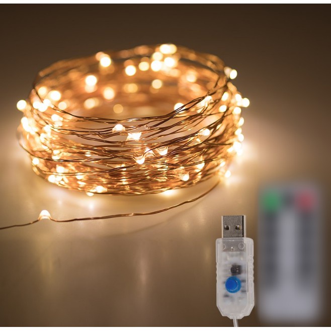 Đèn Dây Led Đom Đóm 2m Trang Trí Dùng Pin Hạt Nút