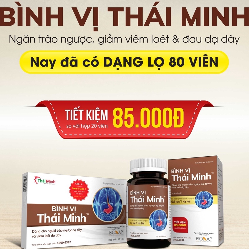 Bình Vị Thái Minh - Dùng cho người trào ngược dạ dày và viêm loét dạ dày