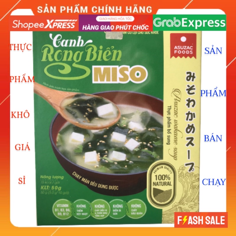 Canh rong biển Miso Asuzac hộp 50g 10 gói x 5g